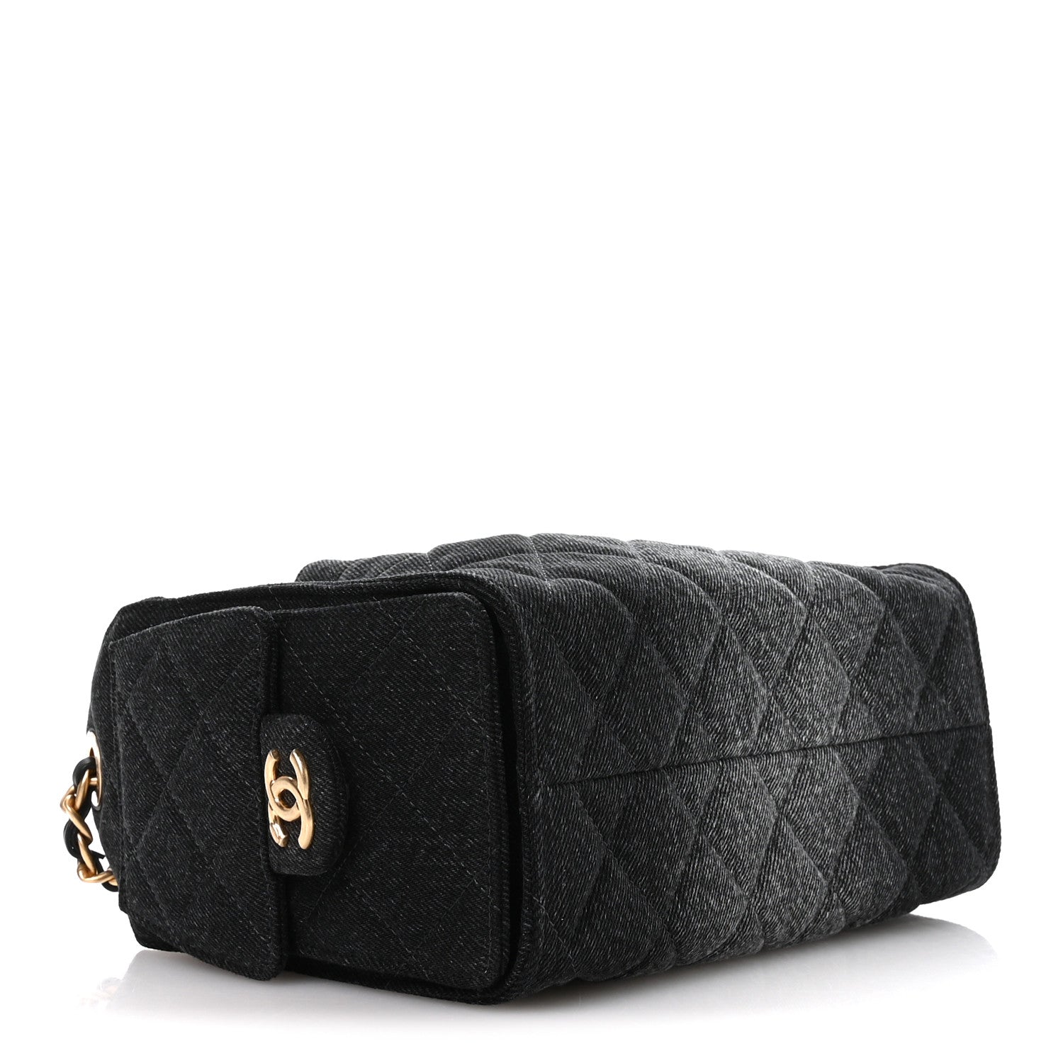 Washed Denim Quilted Mini Chanel 25 Handbag Black