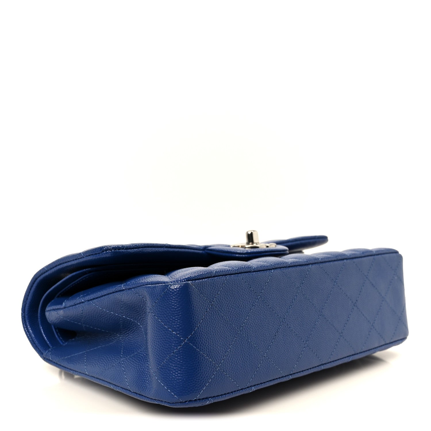 Caviar Quilted Small Double Flap Blue