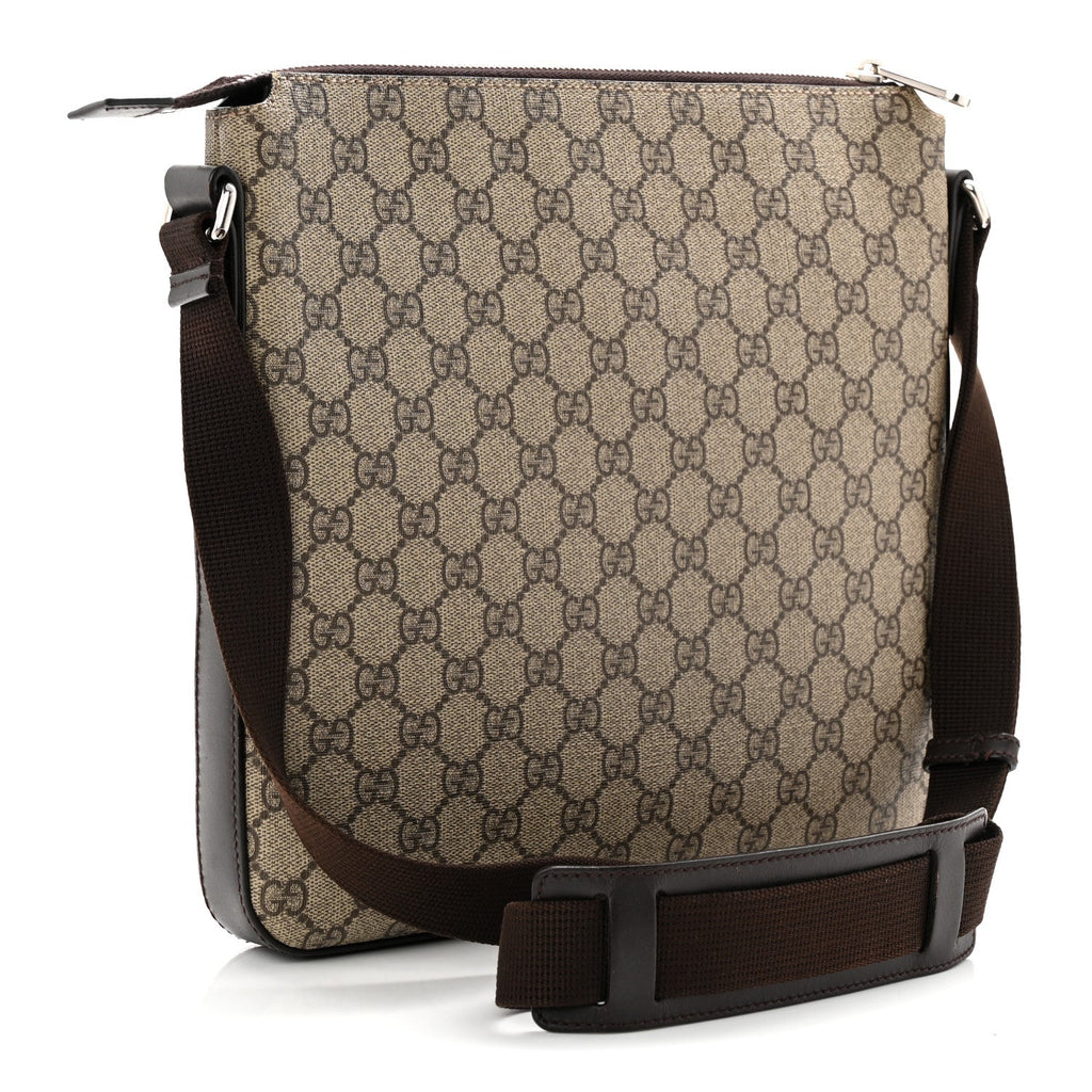 GG Supreme Monogram Medium Flat Messenger Bag Beige Brown