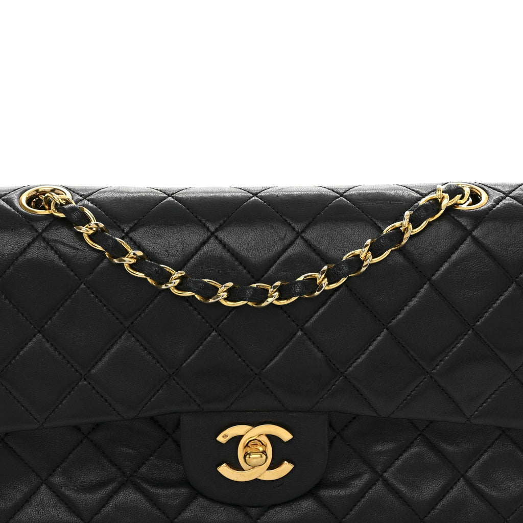 Lambskin Quilted Small Double Flap Black