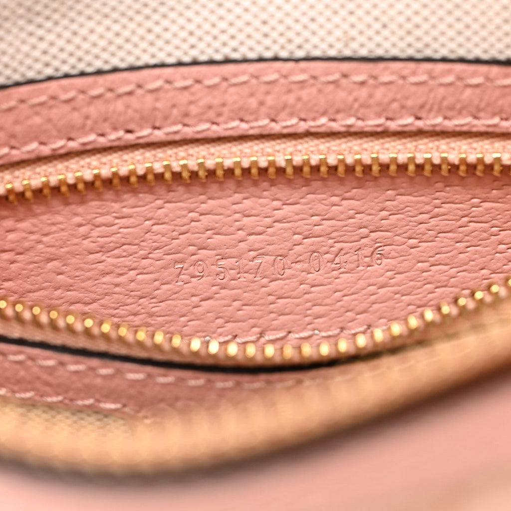 GG Supreme Monogram Textured Calfskin Web Super Mini Ophidia Shoulder Bag Pink