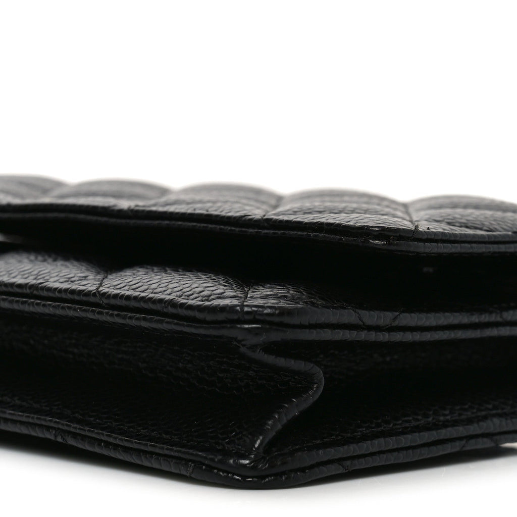 Caviar Quilted Wallet on Chain WOC Black