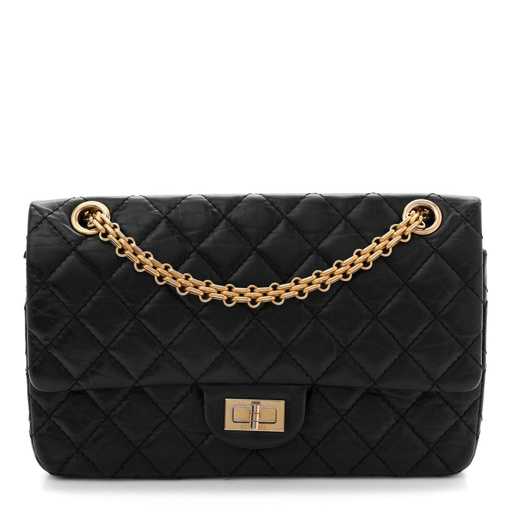 Aged Calfskin Quilted 2.55 Reissue 225 Flap Black