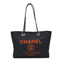 Denim Small Deauville Tote Blue Orange