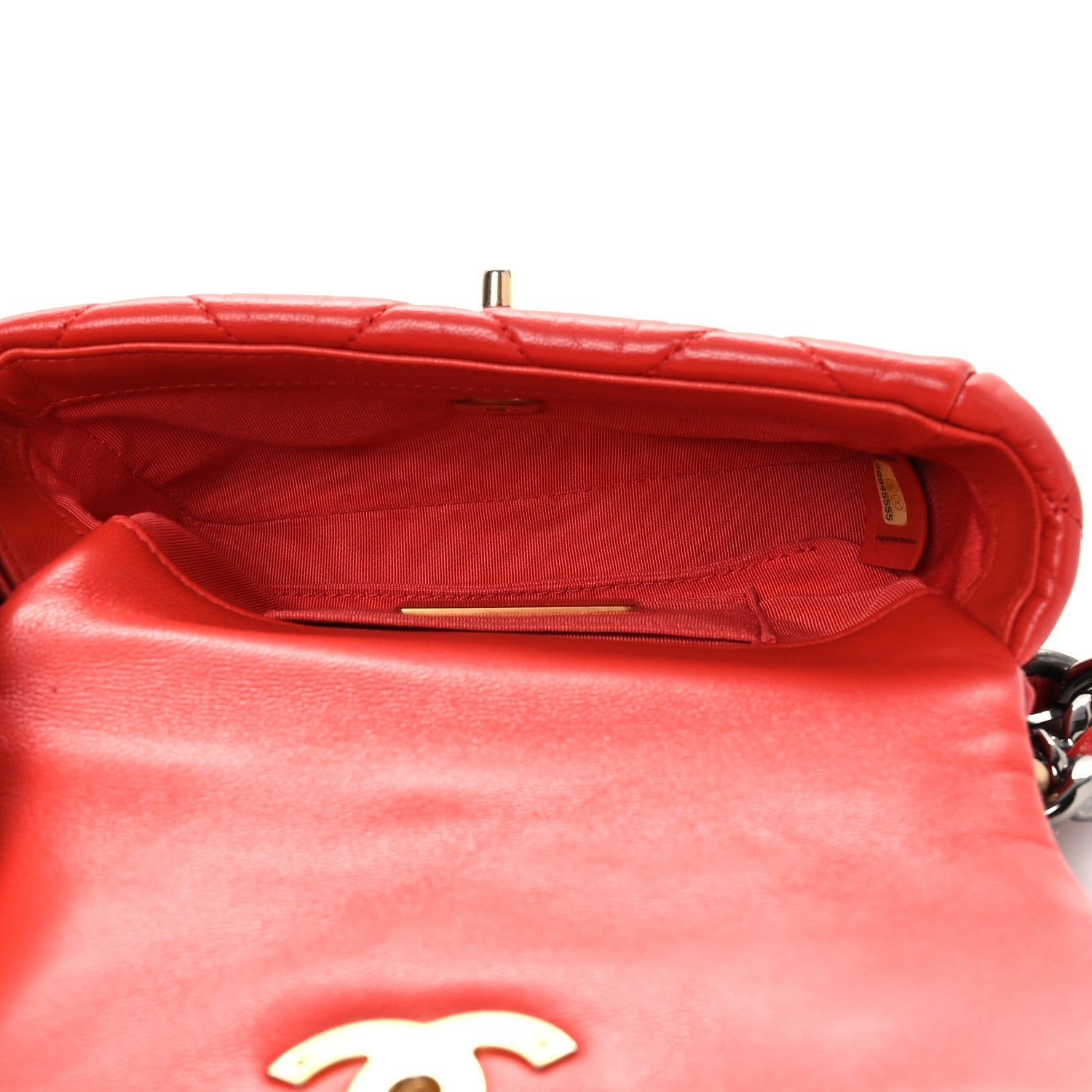 Lambskin Quilted Chanel 19 Waist Bag Red