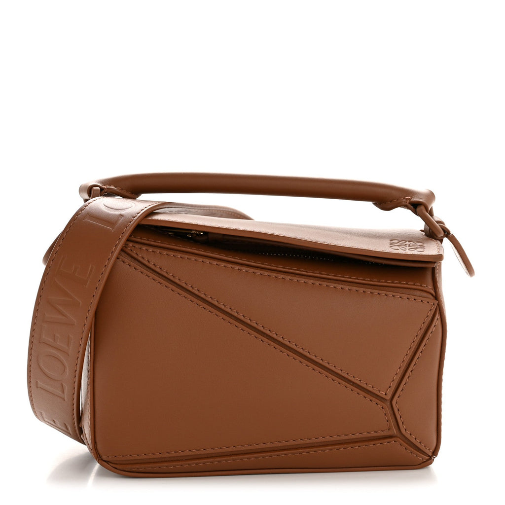Satin Calfskin Mini Puzzle Bag Pecan