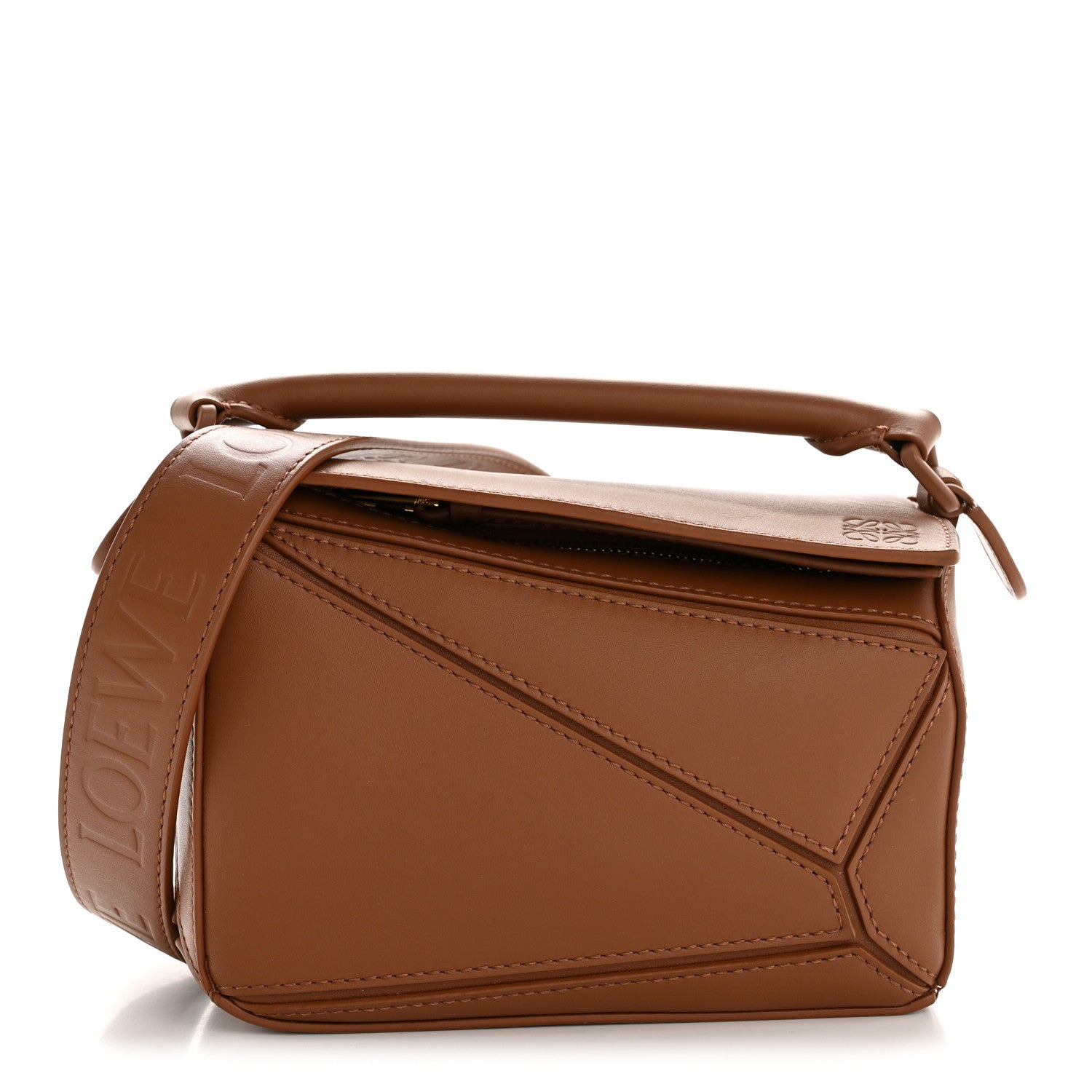 Satin Calfskin Mini Puzzle Bag Pecan