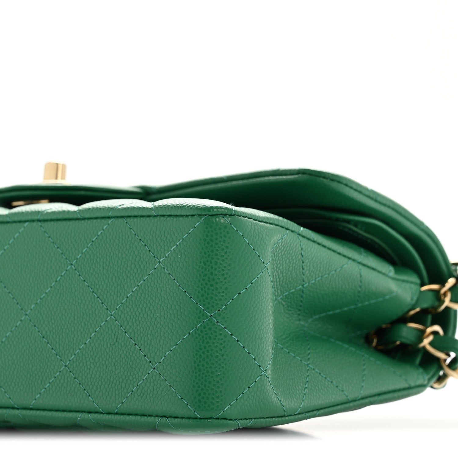 Caviar Quilted Small Double Flap Green