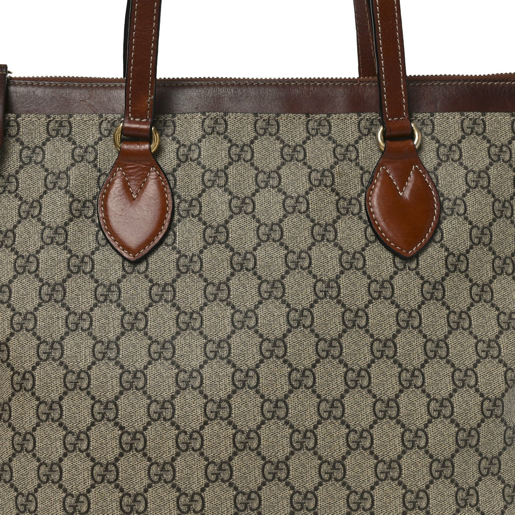 GG Supreme Monogram Medium Zippered Bucket Tote Beige Tuscany