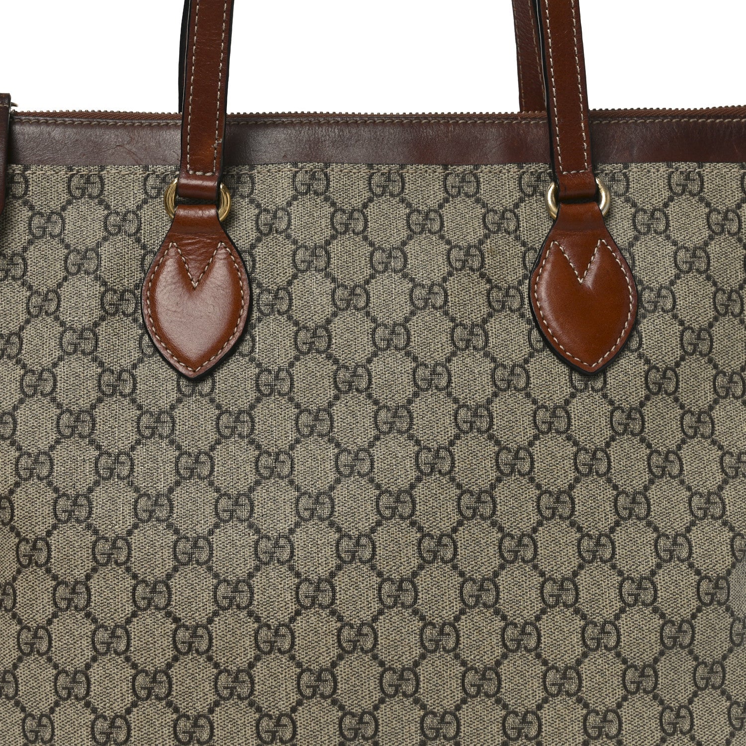 GG Supreme Monogram Medium Zippered Bucket Tote Beige Tuscany
