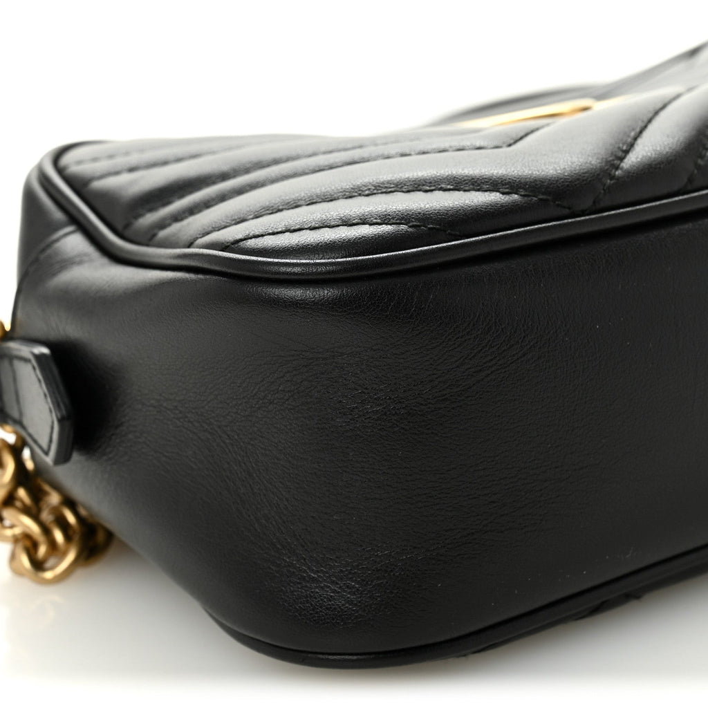 Calfskin Matelasse Small GG Marmont Chain Shoulder Bag Black