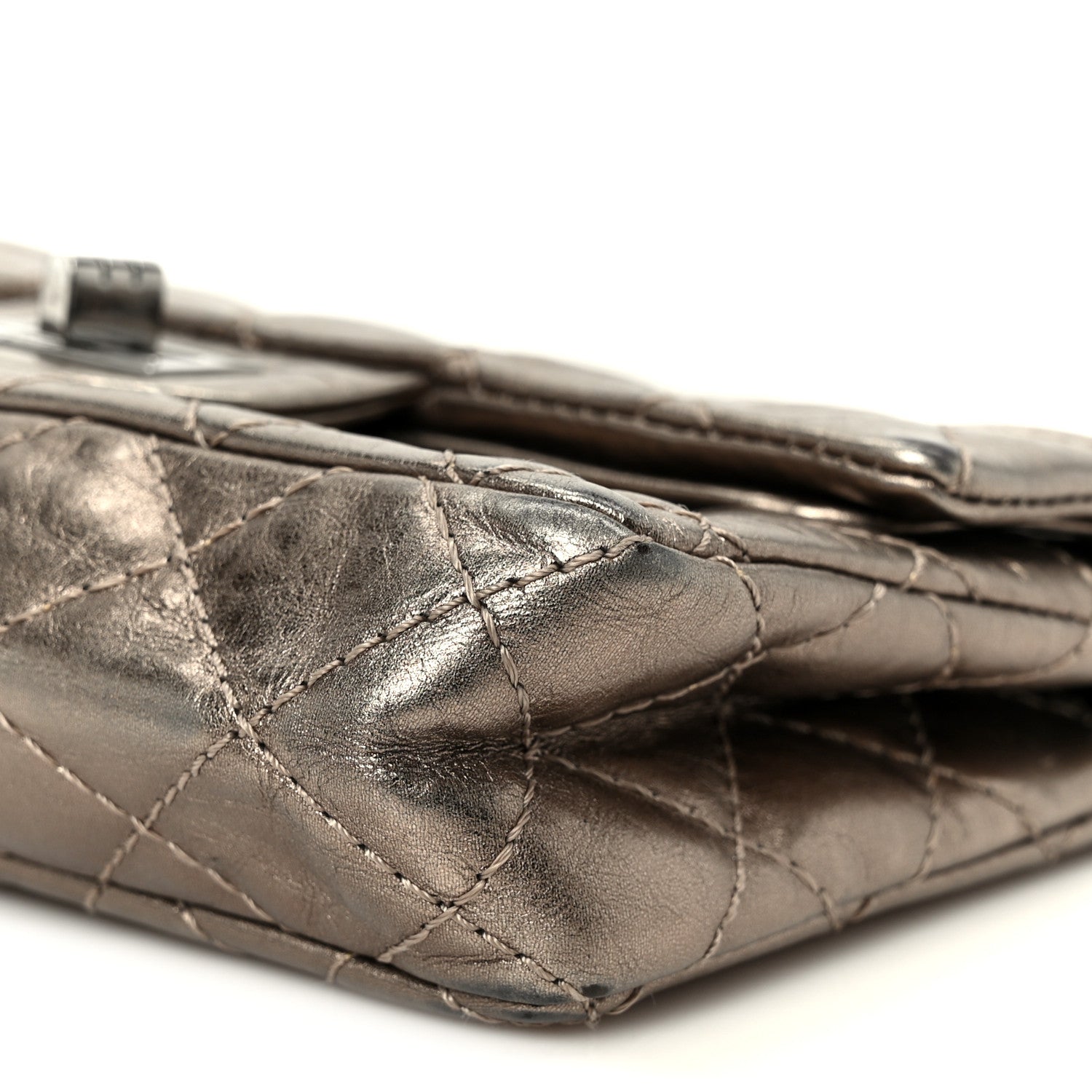 Aged Calfskin Quilted 2.55 Reissue Mini Flap Dark Silver