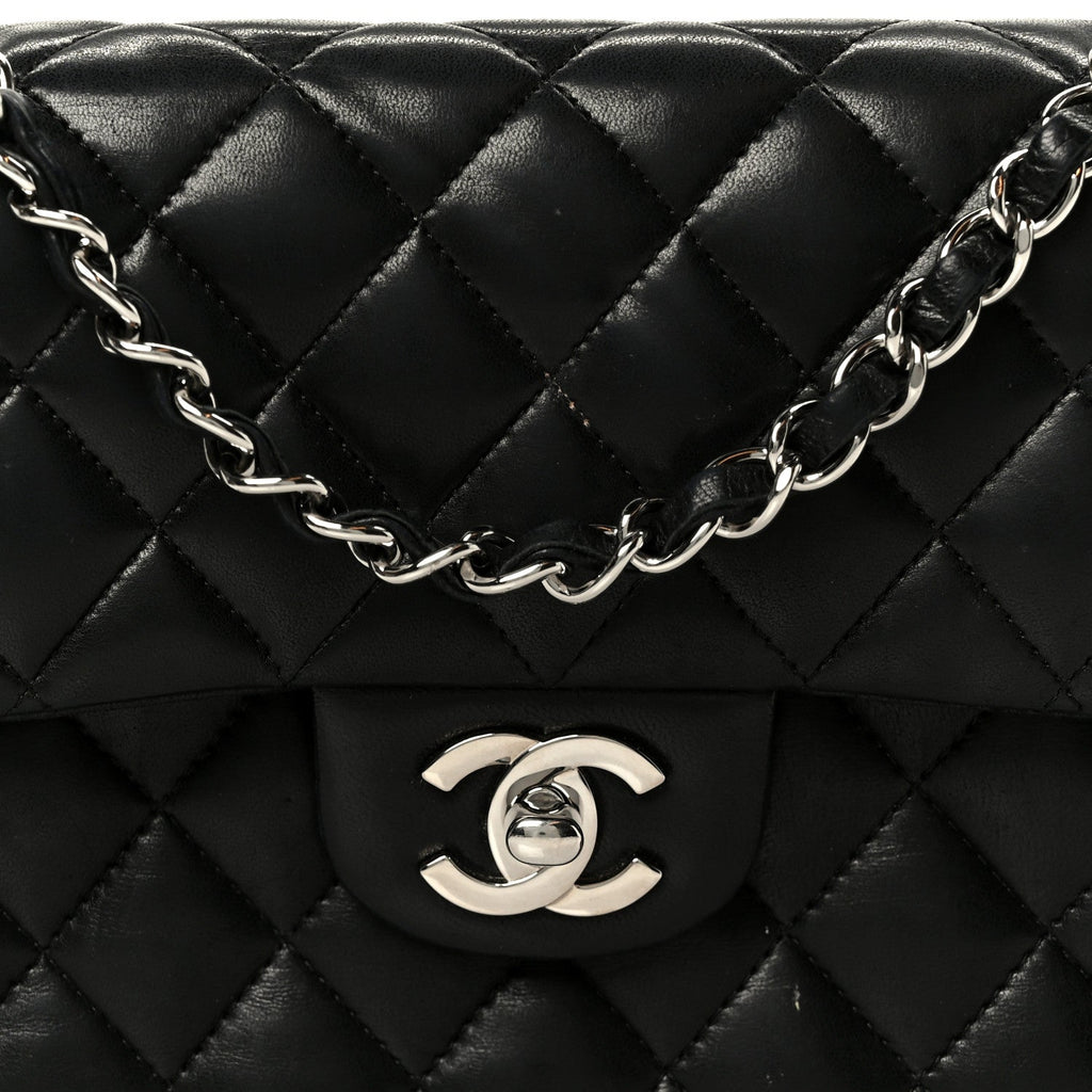 Lambskin Quilted Small Double Flap Black
