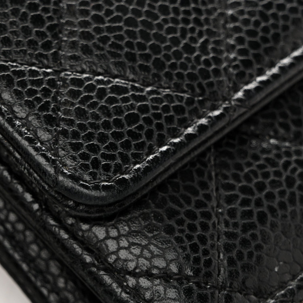 Caviar Quilted Wallet On Chain WOC Black