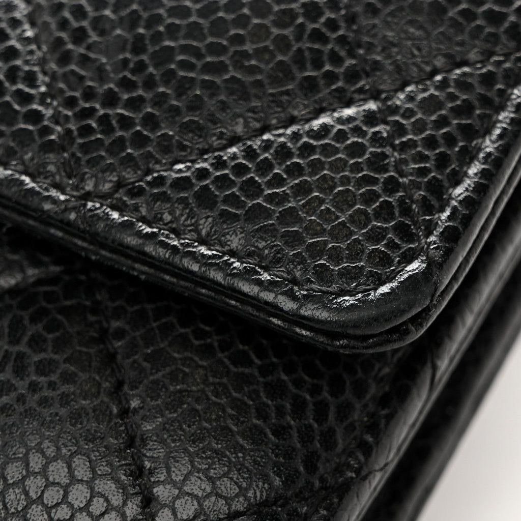 Caviar Quilted Wallet On Chain WOC Black