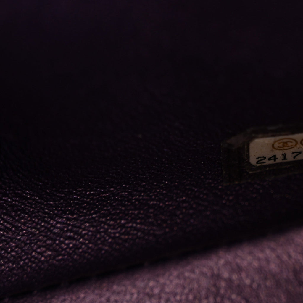Iridescent Lambskin Quilted Mini Square Flap Dark Purple
