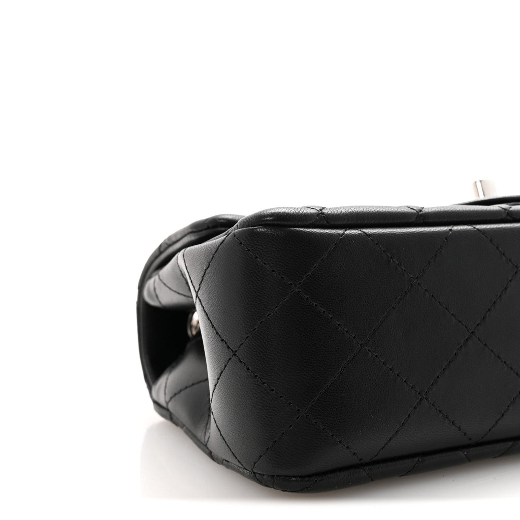 Lambskin Quilted Mini Rectangular Flap Black