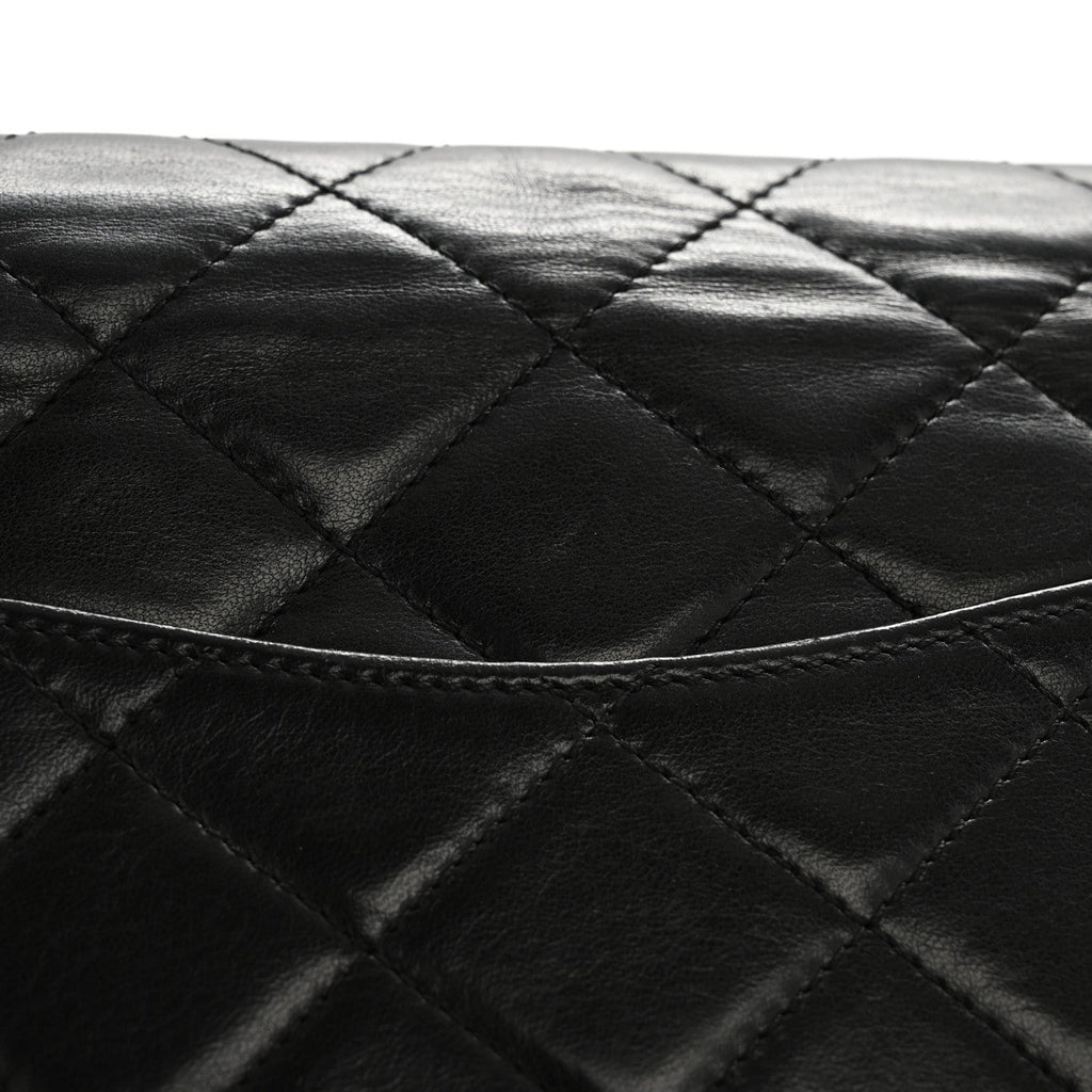 Lambskin Medium Double Flap Black