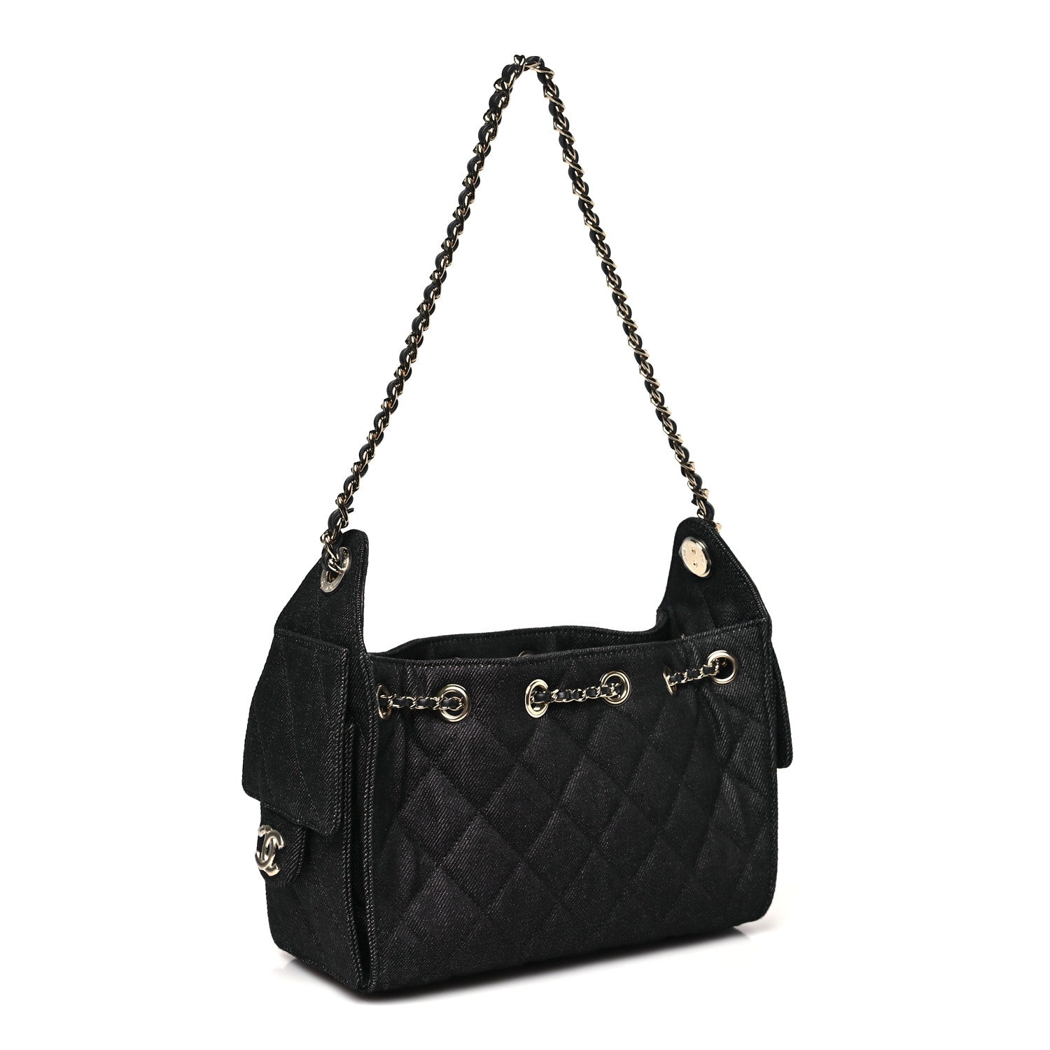 Denim Quilted Mini Chanel 25 Handbag Dark Blue