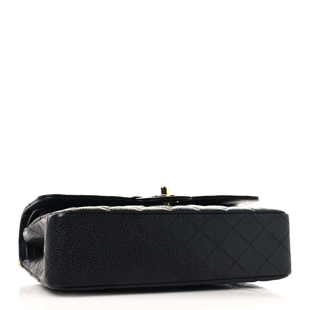 Caviar Quilted Medium Double Flap Black