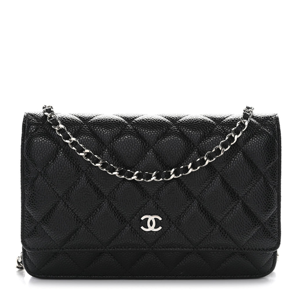 Caviar Quilted Wallet on Chain WOC Black