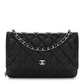 Caviar Quilted Wallet on Chain WOC Black