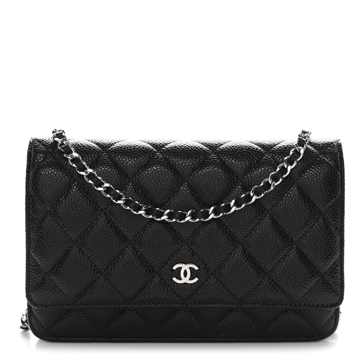 Caviar Quilted Wallet on Chain WOC Black