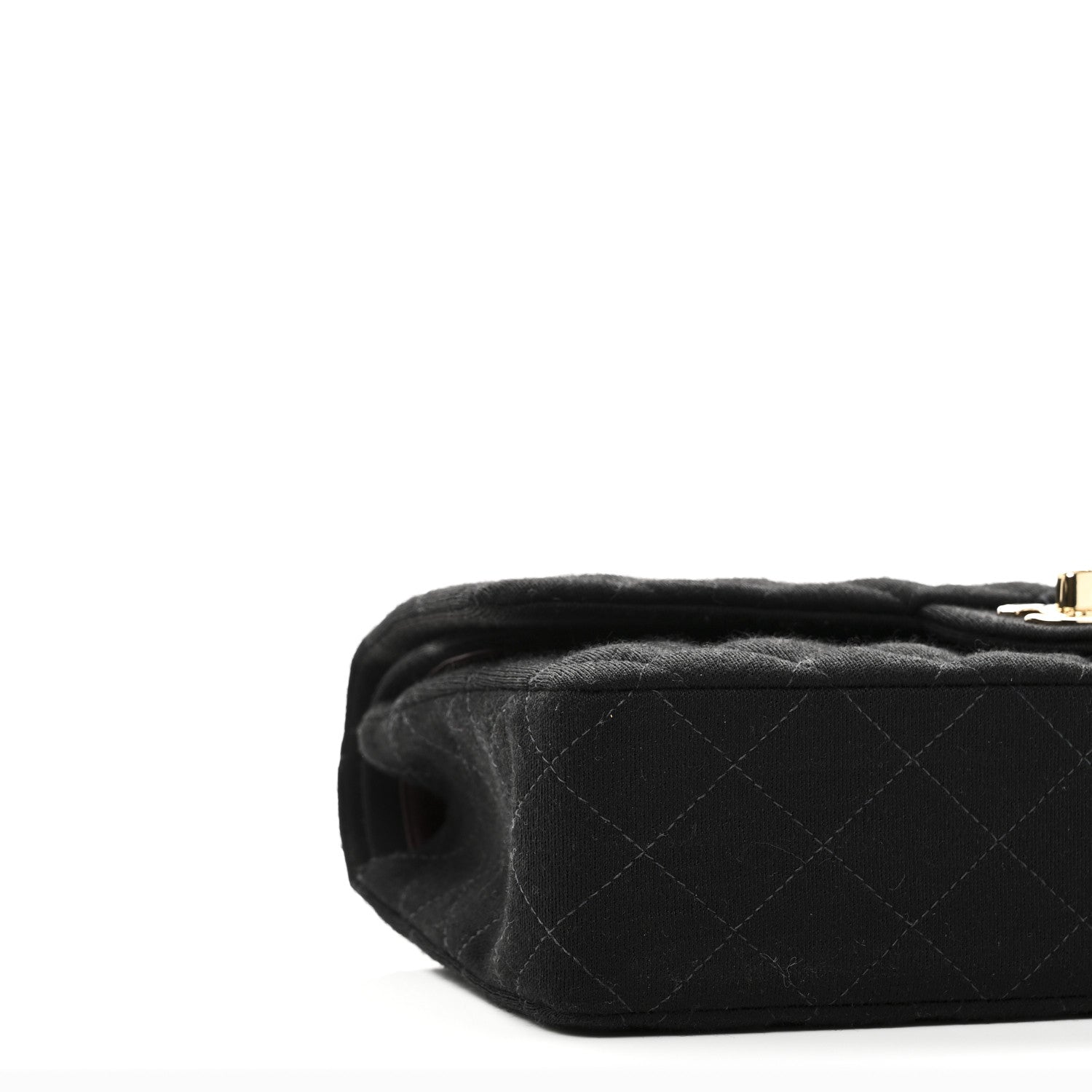 Jersey Quilted Medium Bijoux Chain Double Flap Black