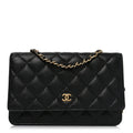 Caviar Quilted Wallet on Chain WOC Black