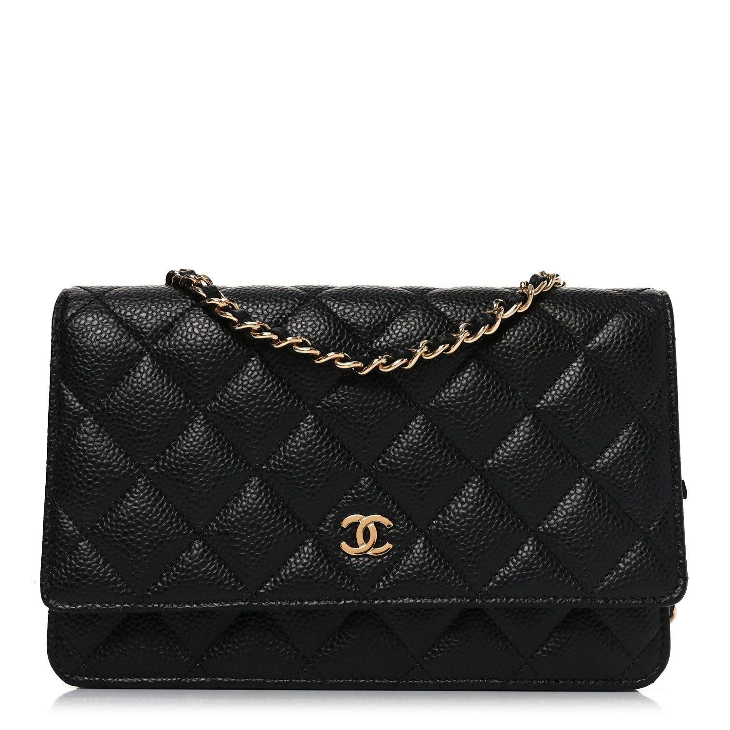 Caviar Quilted Wallet on Chain WOC Black