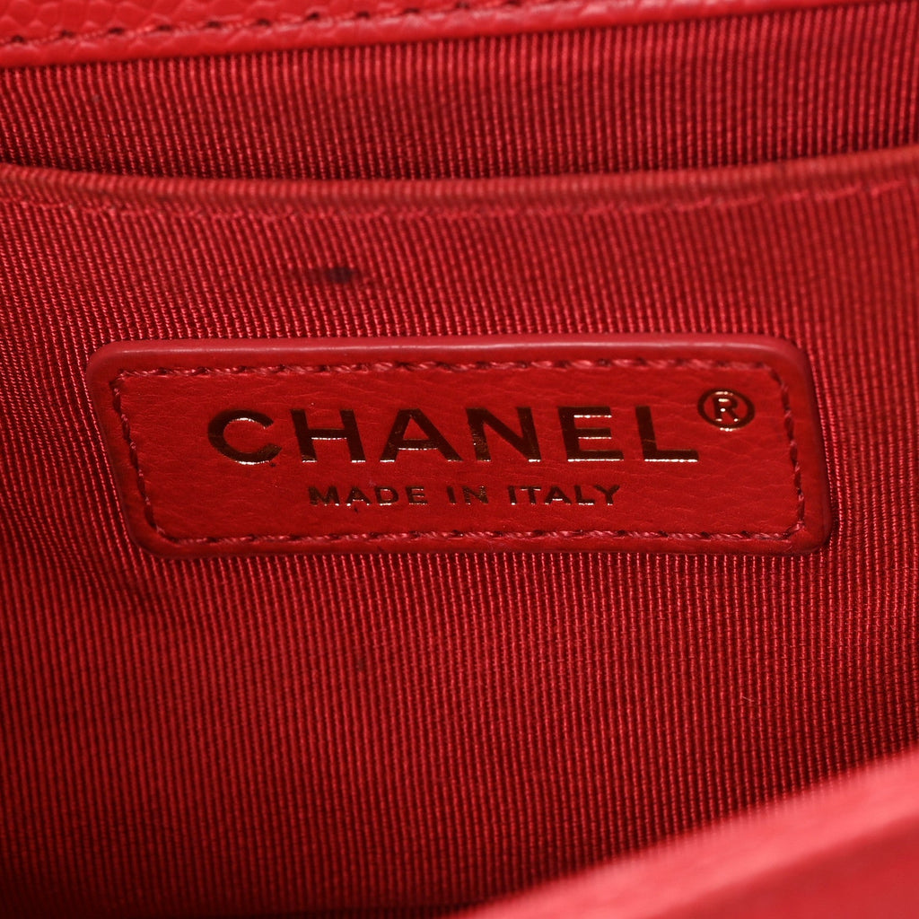 Caviar Quilted Small Boy Flap Red