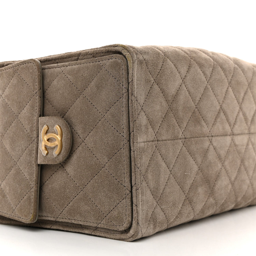 Suede Quilted Medium Chanel 25 Handbag Dark Grey