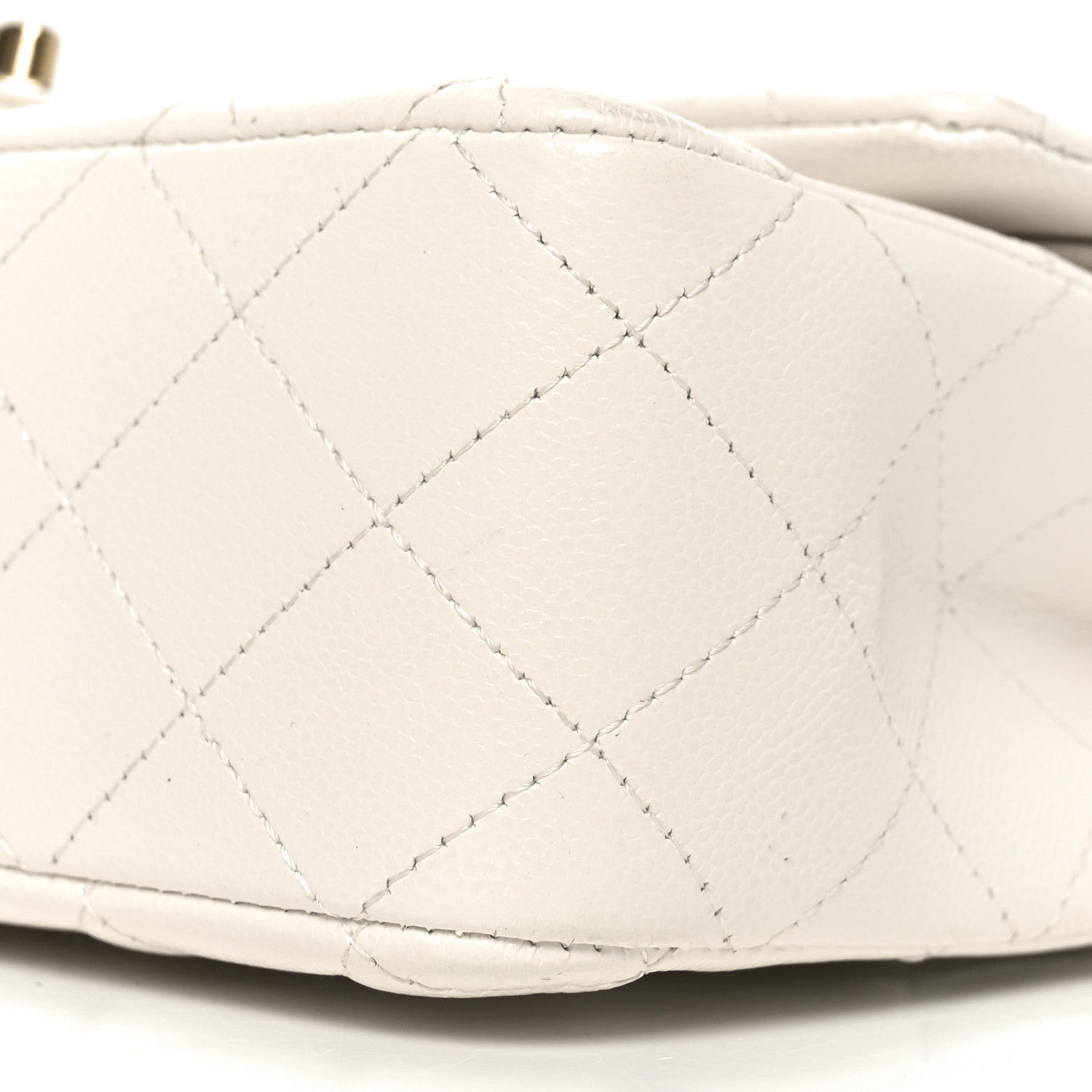 Caviar Quilted Medium Double Flap White