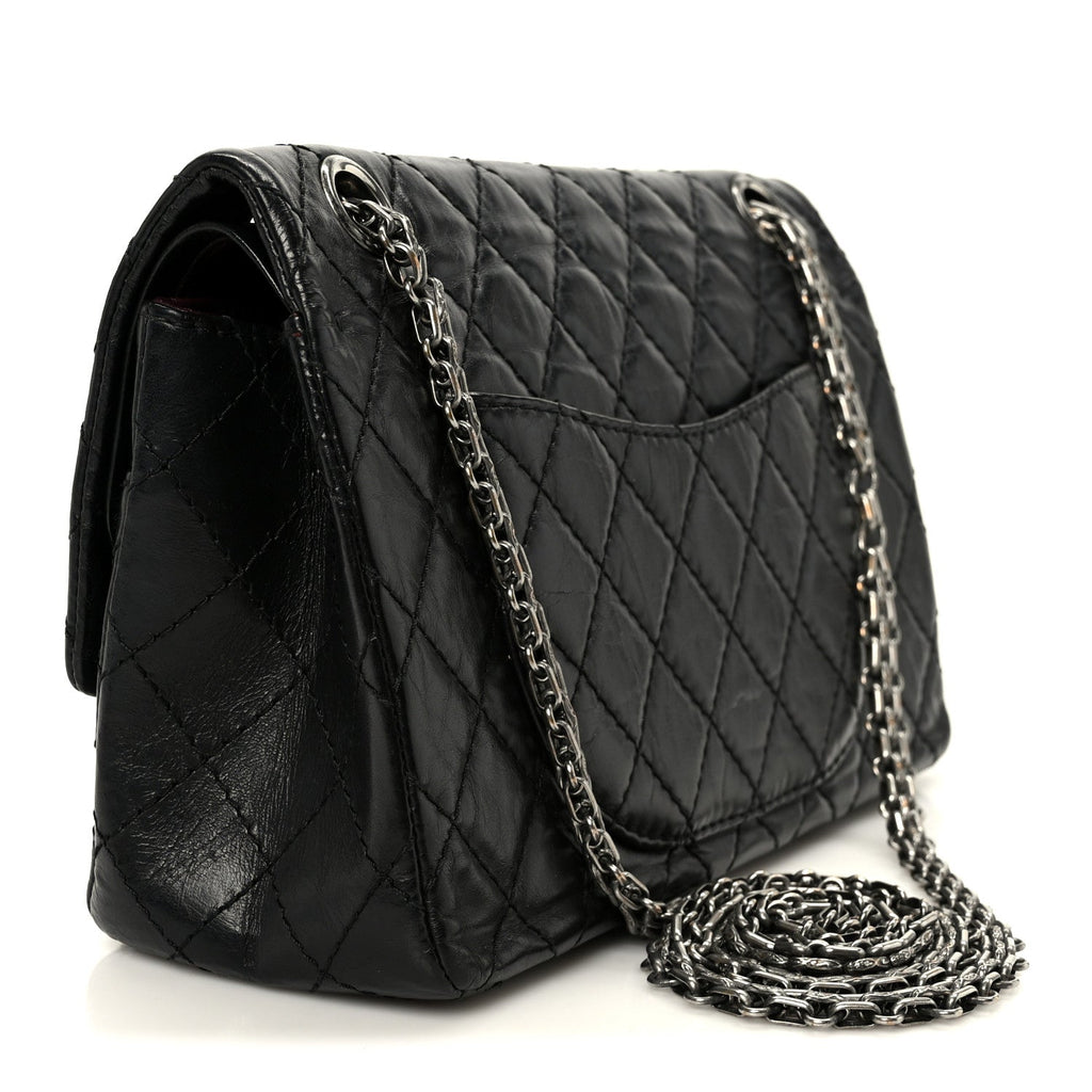 Aged Calfskin Quilted 2.55 Reissue 225 Flap Black
