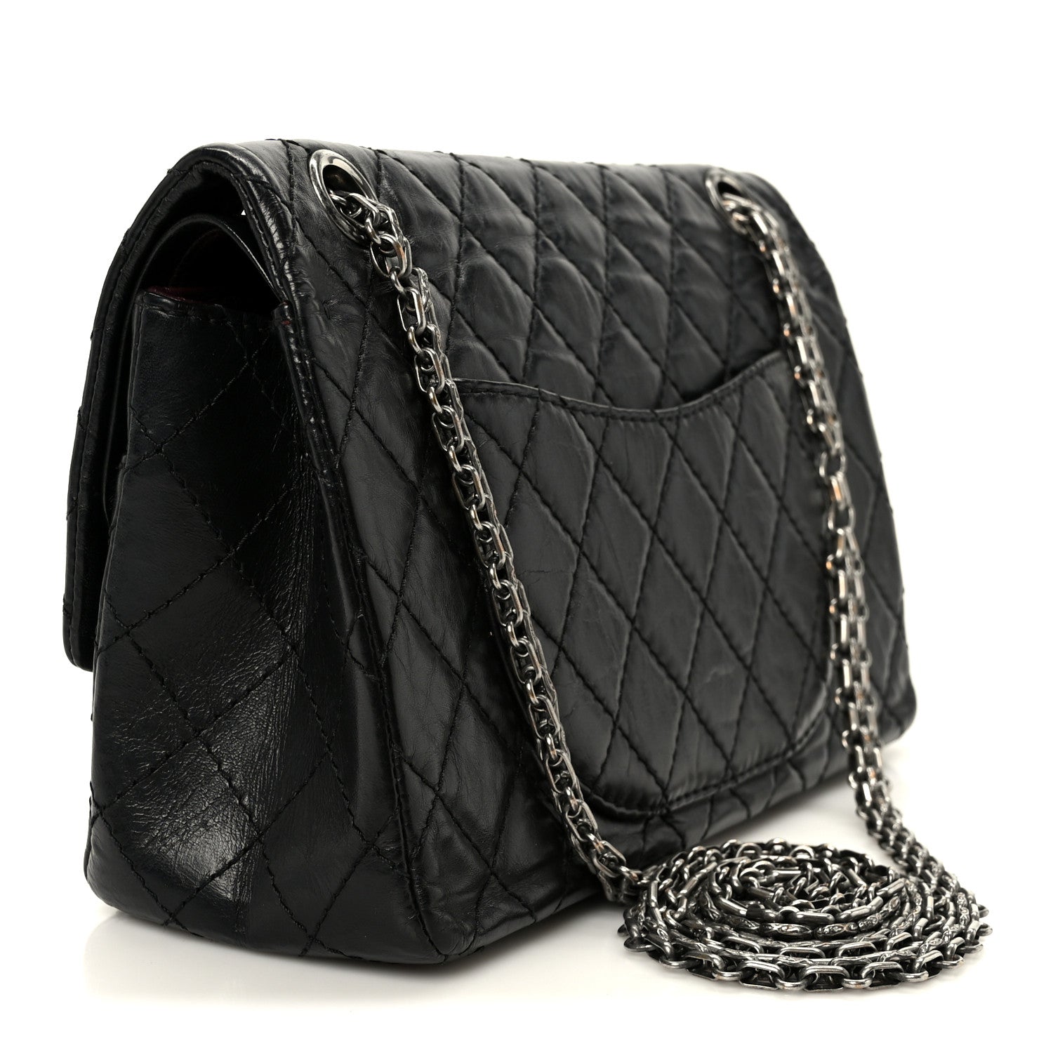 Aged Calfskin Quilted 2.55 Reissue 225 Flap Black