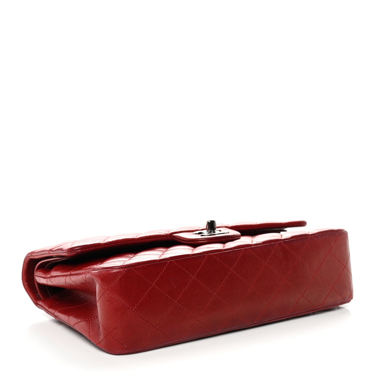 Lambskin Quilted Medium Double Flap Red