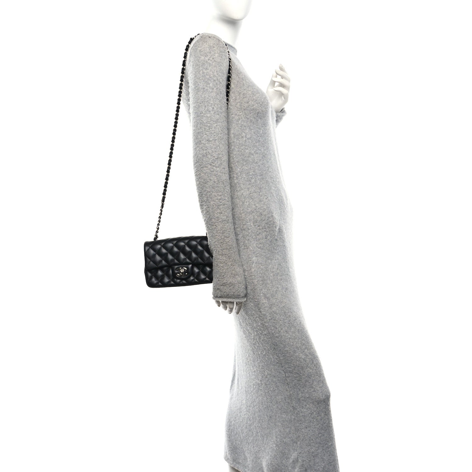 Lambskin Quilted Mini Rectangular Flap Black