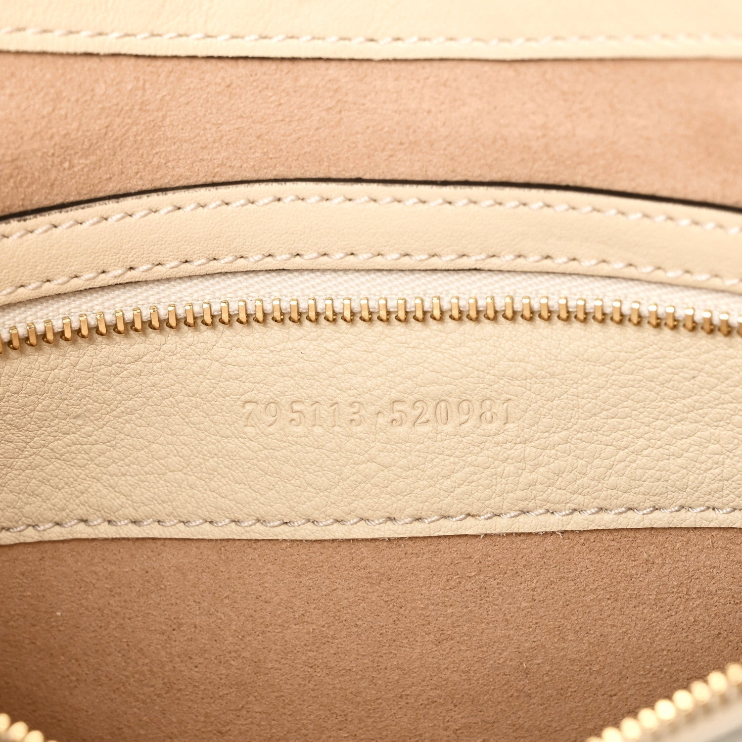 GG Supreme Monogram Moon Calfskin Medium Padlock Shoulder Bag Beige Ebony Mystic White