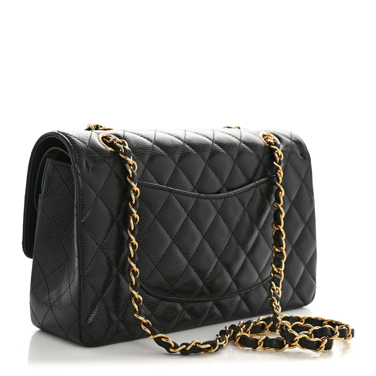 Caviar Quilted Medium Double Flap Black