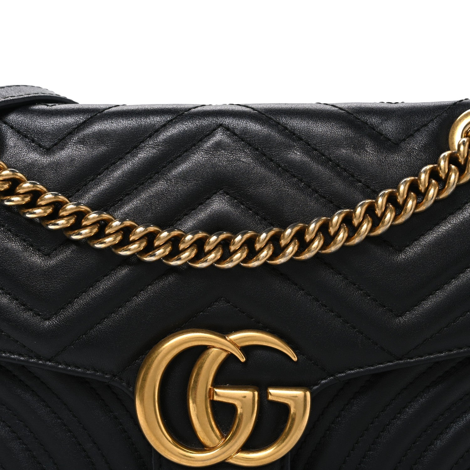 Calfskin Matelasse Small GG Marmont Shoulder Bag Black