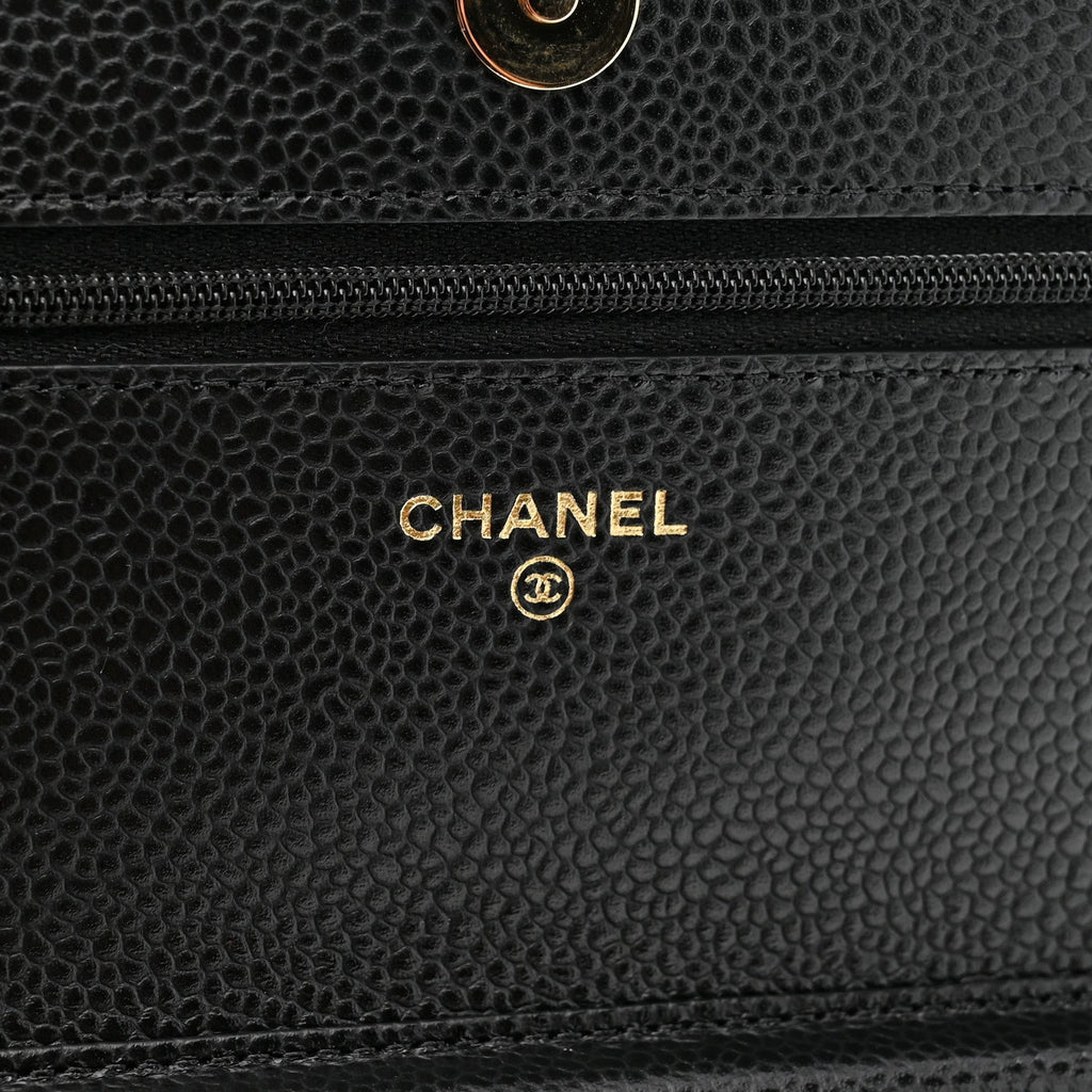 Caviar Quilted Wallet on Chain WOC Black