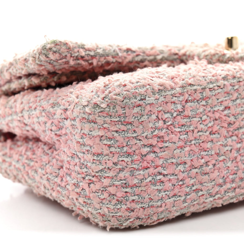 Tweed Medium Double Flap Pink