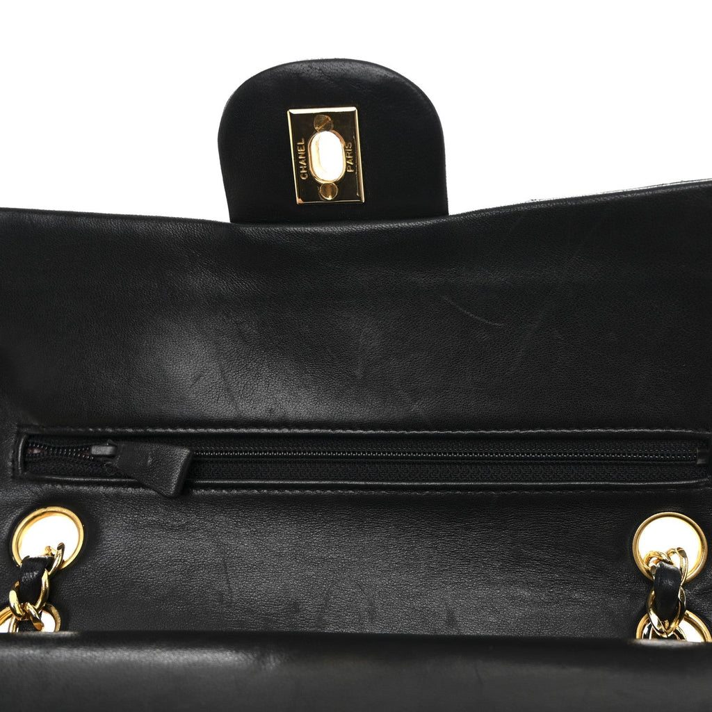 Lambskin Quilted Small Double Flap Black