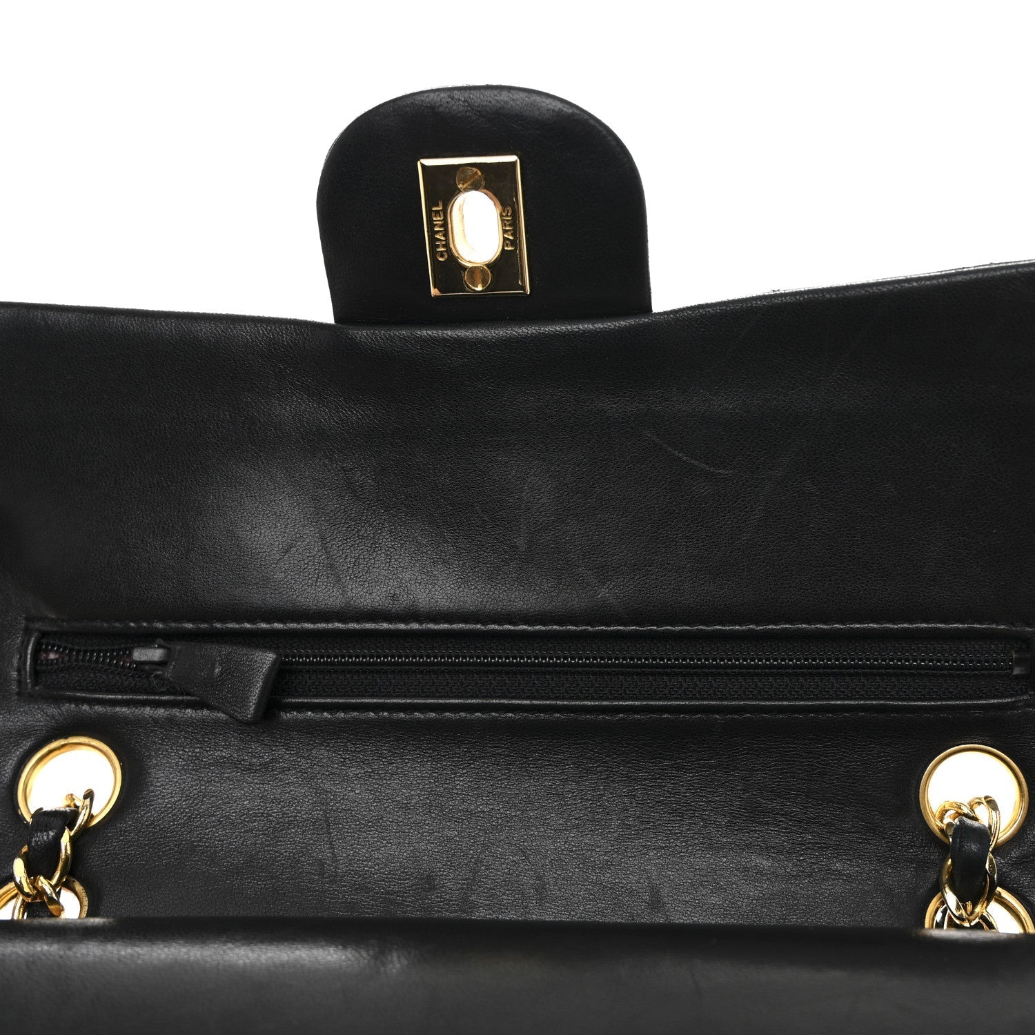 Lambskin Quilted Small Double Flap Black