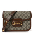 GG Supreme Monogram Horsebit 1955 Shoulder Bag Beige Brown Sugar