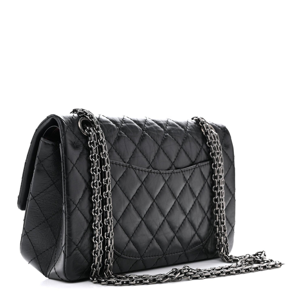 Aged Calfskin Quilted 2.55 Reissue 225 Flap Black