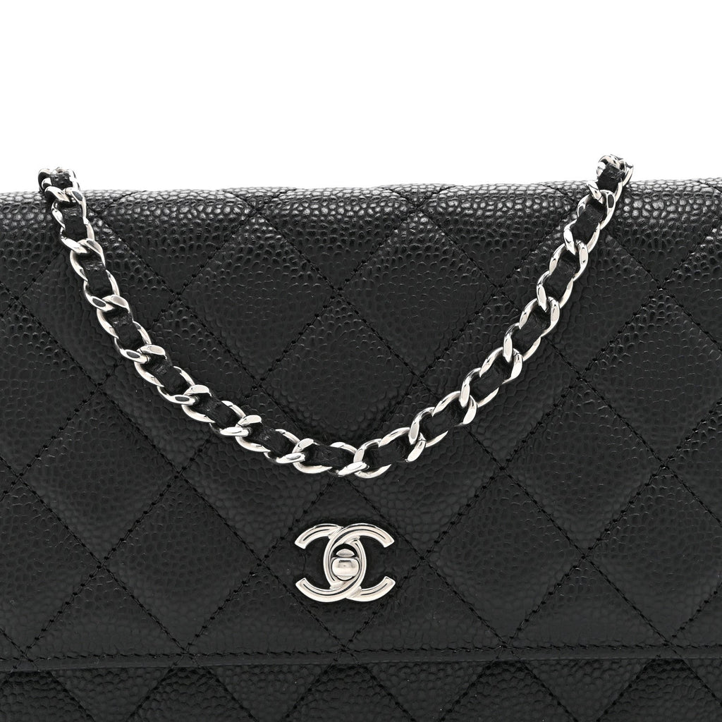 Caviar Quilted CC Turnlock Wallet On Chain WOC Black