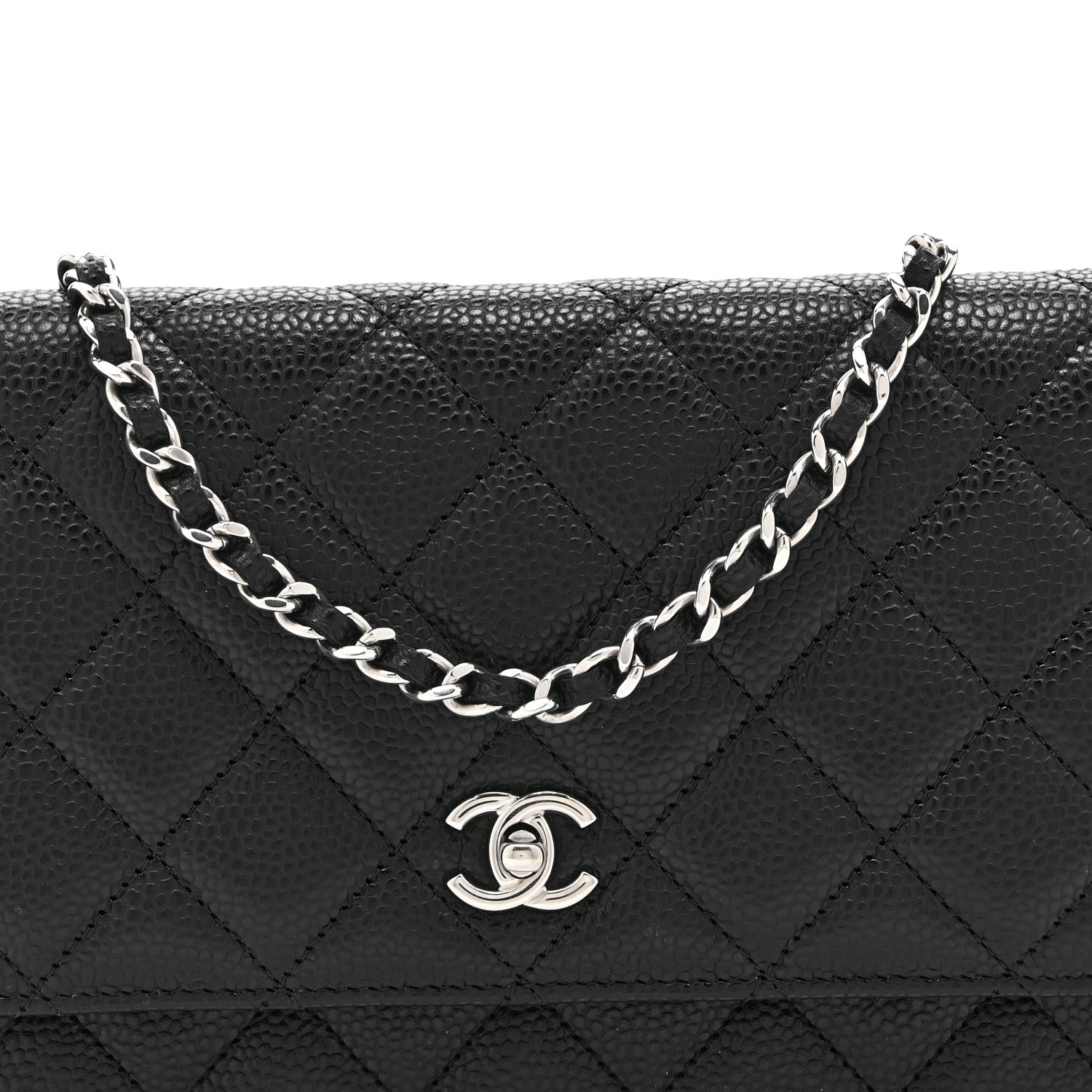Caviar Quilted CC Turnlock Wallet On Chain WOC Black