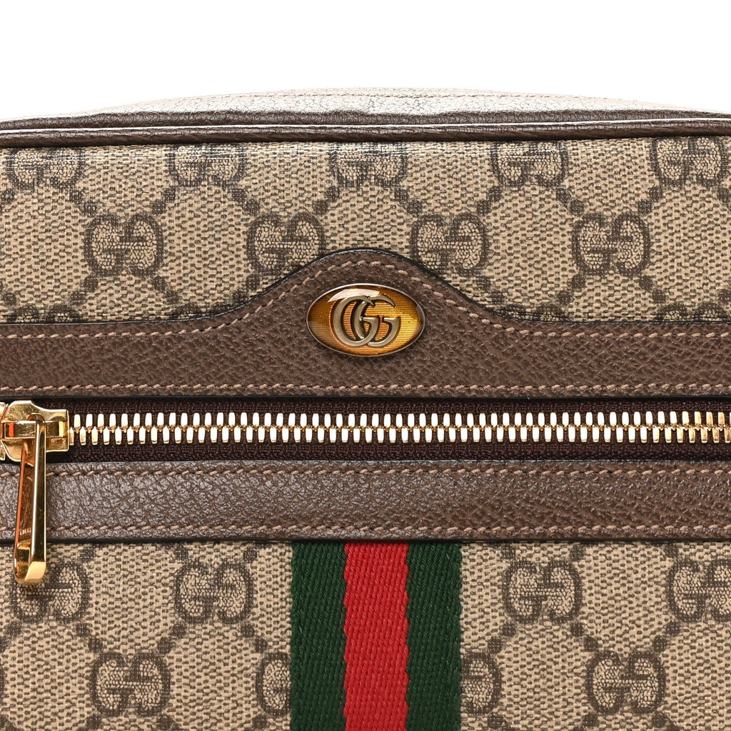 GG Supreme Monogram Web Small Ophidia Belt Bag 85 34 Dark Brown