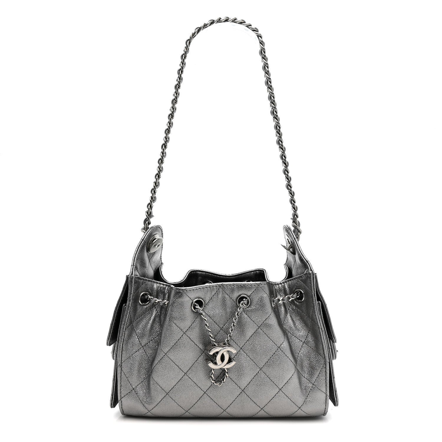 Metallic Caviar Quilted Mini Chanel 25 Handbag Anthracite